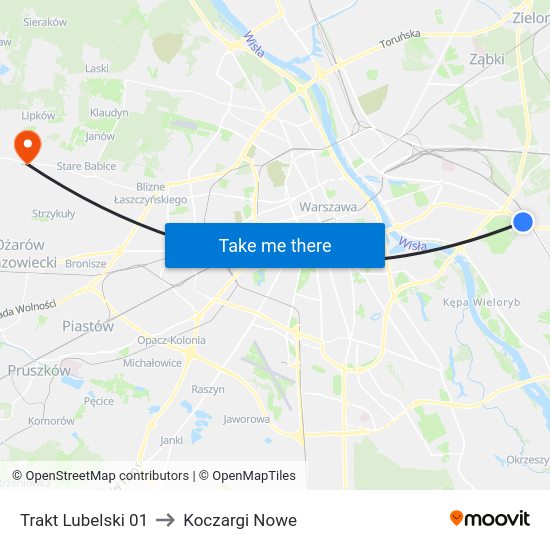 Trakt Lubelski to Koczargi Nowe map