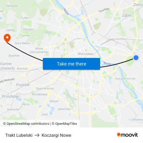 Trakt Lubelski to Koczargi Nowe map