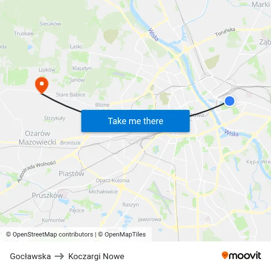 Gocławska to Koczargi Nowe map