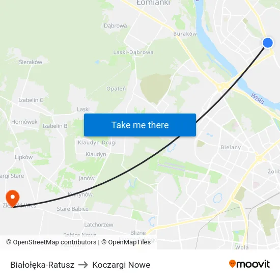 Białołęka - Ratusz to Koczargi Nowe map