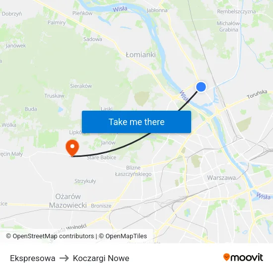 Ekspresowa to Koczargi Nowe map