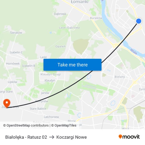 Białołęka - Ratusz 02 to Koczargi Nowe map