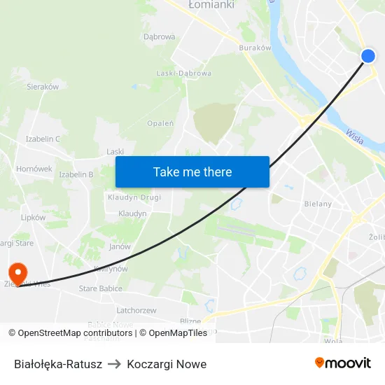 Białołęka - Ratusz to Koczargi Nowe map