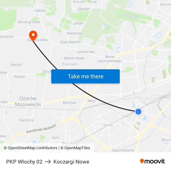 PKP Włochy 02 to Koczargi Nowe map