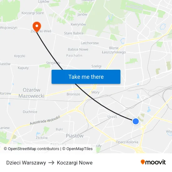 Dzieci Warszawy to Koczargi Nowe map