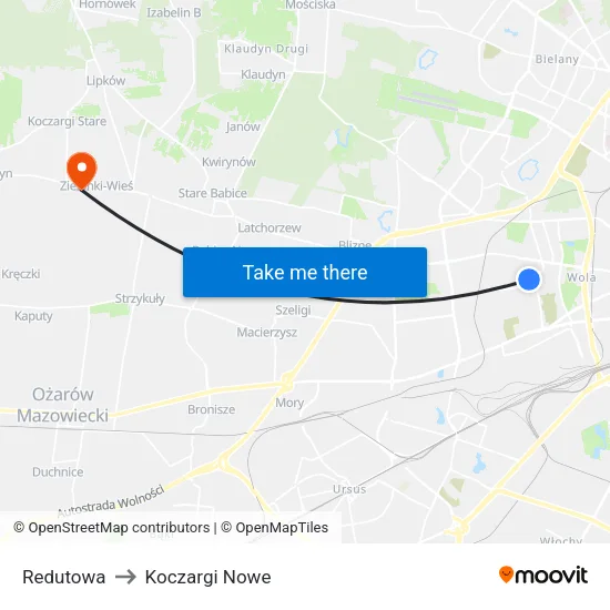 Redutowa to Koczargi Nowe map