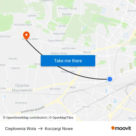 Ciepłownia Wola to Koczargi Nowe map
