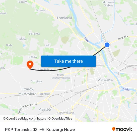 PKP Toruńska 03 to Koczargi Nowe map