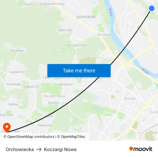Orchowiecka to Koczargi Nowe map
