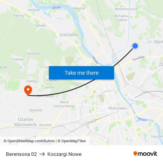 Berensona 02 to Koczargi Nowe map