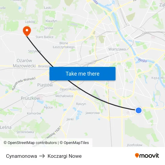 Cynamonowa to Koczargi Nowe map