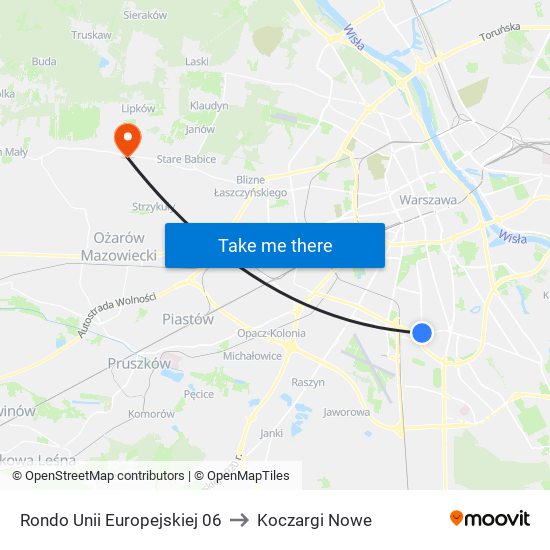 Rondo Unii Europejskiej 06 to Koczargi Nowe map