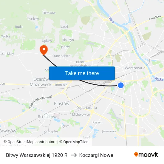 Bitwy Warszawskiej 1920 R. to Koczargi Nowe map