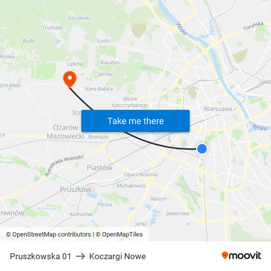 Pruszkowska 01 to Koczargi Nowe map