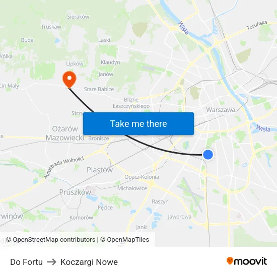 Do Fortu to Koczargi Nowe map