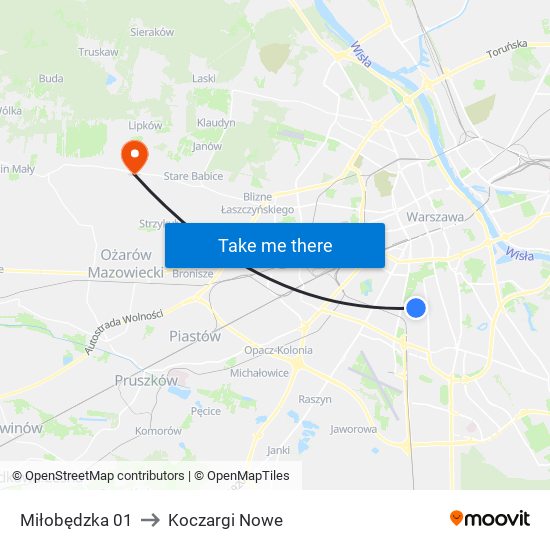 Miłobędzka 01 to Koczargi Nowe map