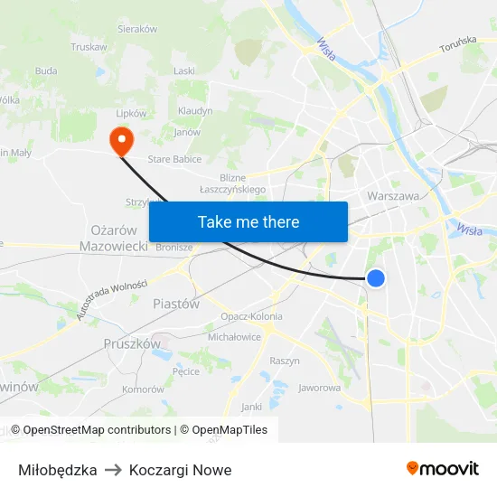 Miłobędzka to Koczargi Nowe map