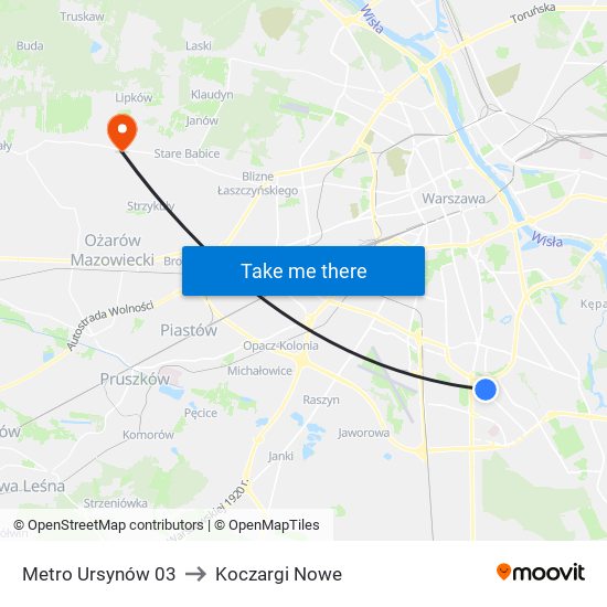 Metro Ursynów 03 to Koczargi Nowe map