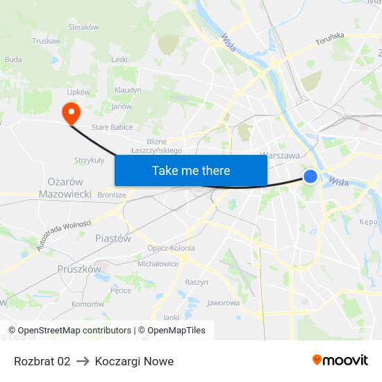 Rozbrat to Koczargi Nowe map