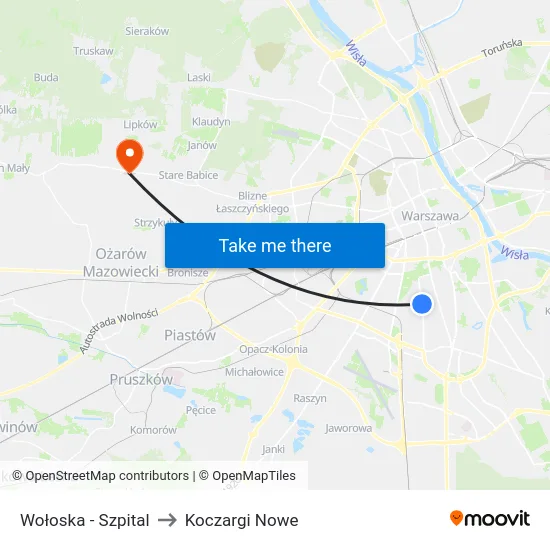 Wołoska - Szpital to Koczargi Nowe map