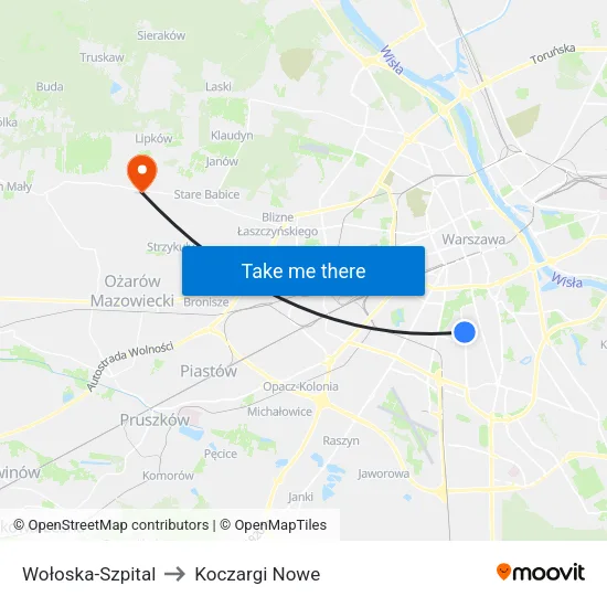 Wołoska - Szpital to Koczargi Nowe map