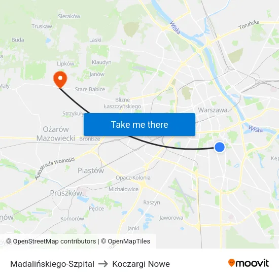 Madalińskiego - Szpital to Koczargi Nowe map
