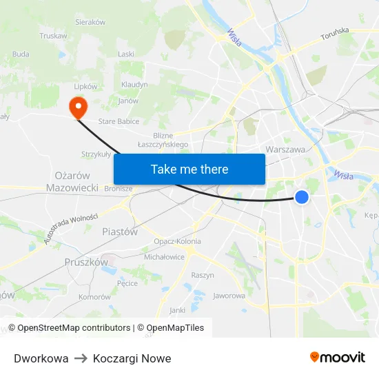 Dworkowa to Koczargi Nowe map