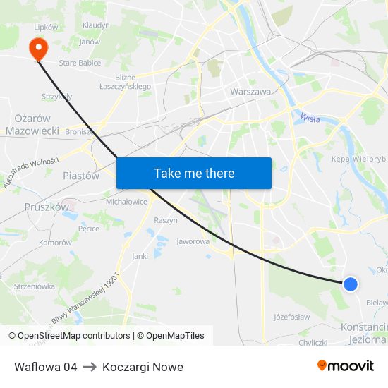 Waflowa 04 to Koczargi Nowe map