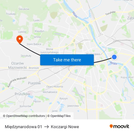 Międzynarodowa 01 to Koczargi Nowe map