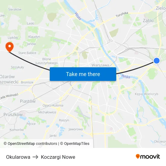 Okularowa to Koczargi Nowe map