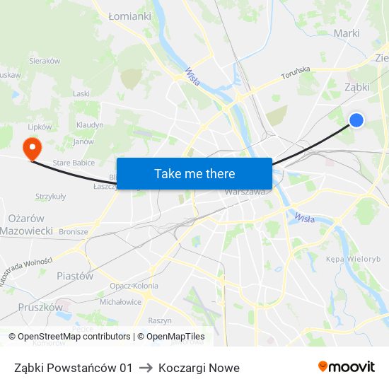 Ząbki Powstańców 01 to Koczargi Nowe map