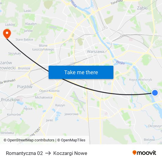 Romantyczna 02 to Koczargi Nowe map