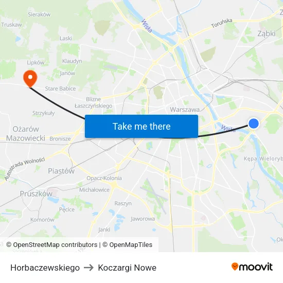 Horbaczewskiego to Koczargi Nowe map