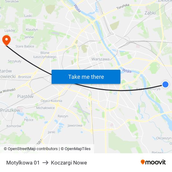 Motylkowa 01 to Koczargi Nowe map