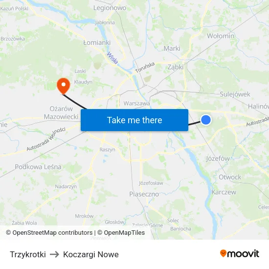 Trzykrotki to Koczargi Nowe map