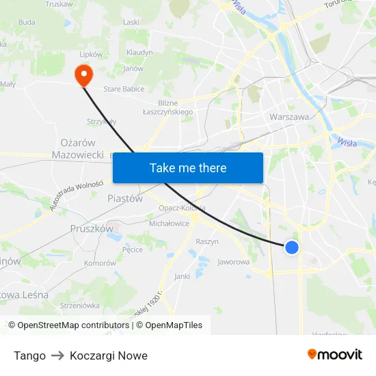 Tango to Koczargi Nowe map