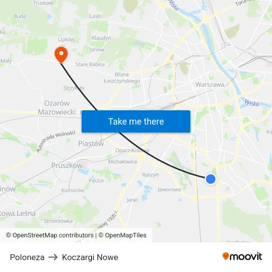 Poloneza to Koczargi Nowe map
