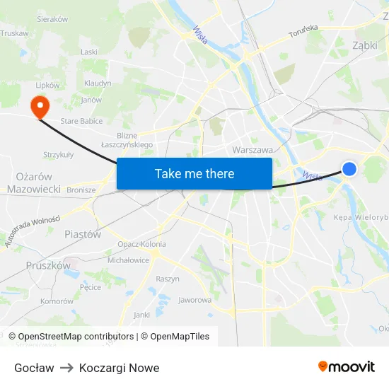 Gocław to Koczargi Nowe map