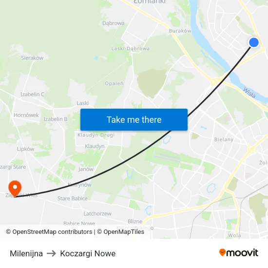 Milenijna to Koczargi Nowe map
