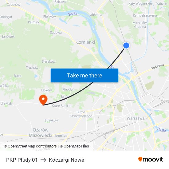 PKP Płudy to Koczargi Nowe map