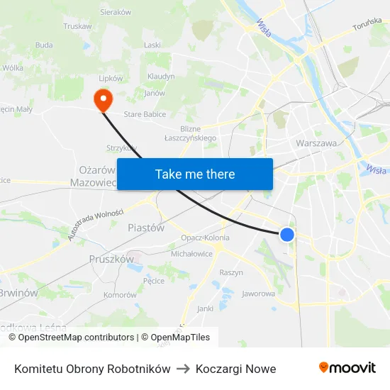Komitetu Obrony Robotników to Koczargi Nowe map
