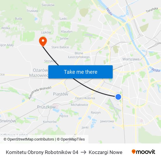 Komitetu Obrony Robotników 04 to Koczargi Nowe map