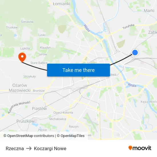 Rzeczna to Koczargi Nowe map