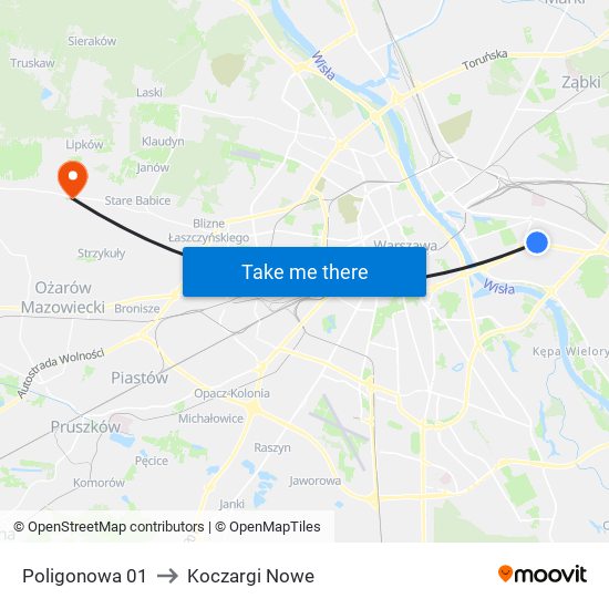 Poligonowa 01 to Koczargi Nowe map