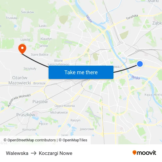Walewska to Koczargi Nowe map