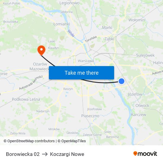 Borowiecka 02 to Koczargi Nowe map