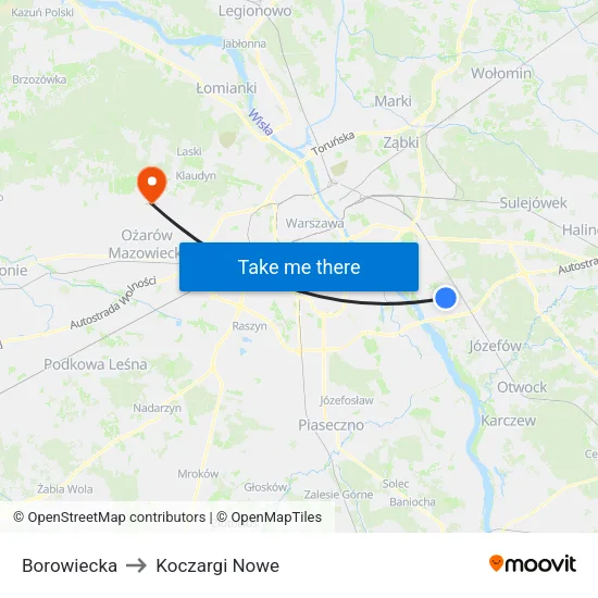 Borowiecka to Koczargi Nowe map