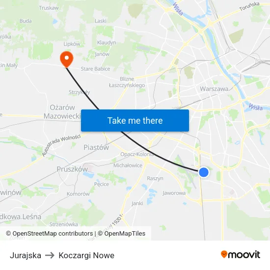 Jurajska to Koczargi Nowe map