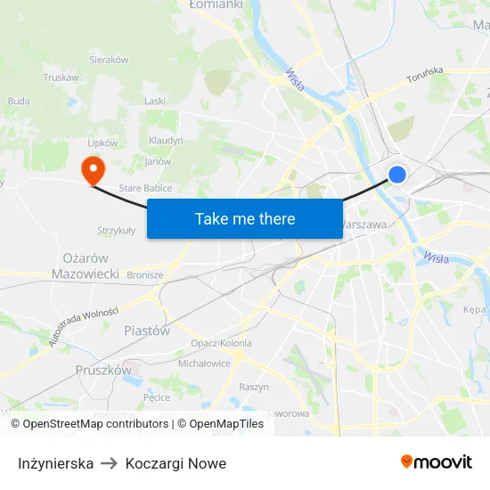 Inżynierska to Koczargi Nowe map