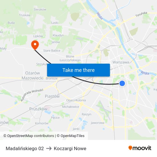 Madalińskiego 02 to Koczargi Nowe map